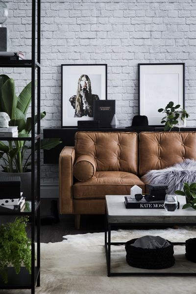 Chunky leather deals sofa